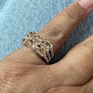 Amber Citrine Tone CZ Multi-Row Ring Size 6 #614